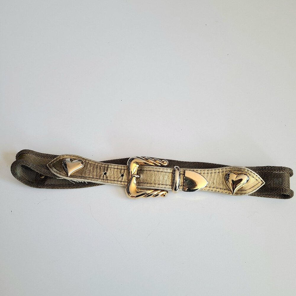 Susi Roher belt with gold metal mesh and hearts design. - Picture 3 of 9